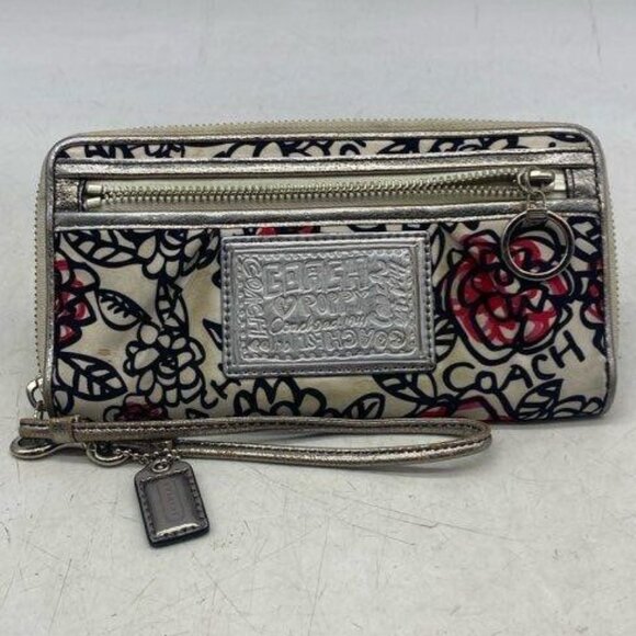 Coach Poppy Graffiti Floral Wristlet Wallet - Picture 1 of 15